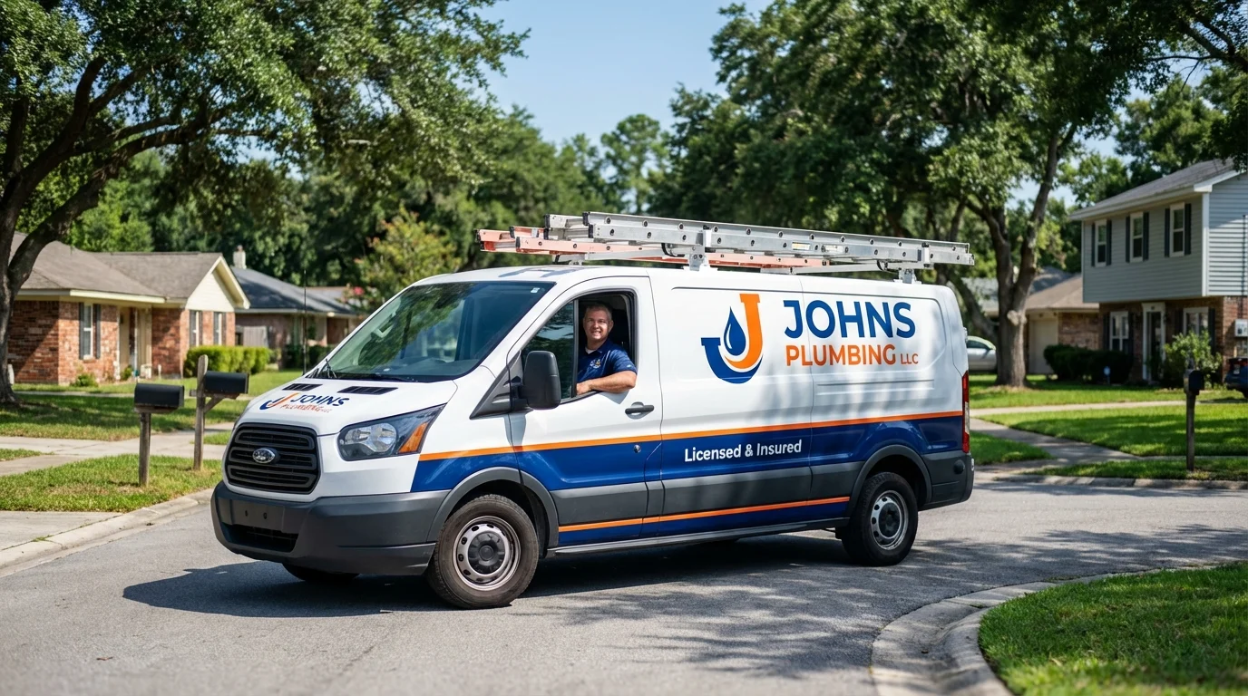 Johns Plumbing LLC service van in Fayetteville, WV