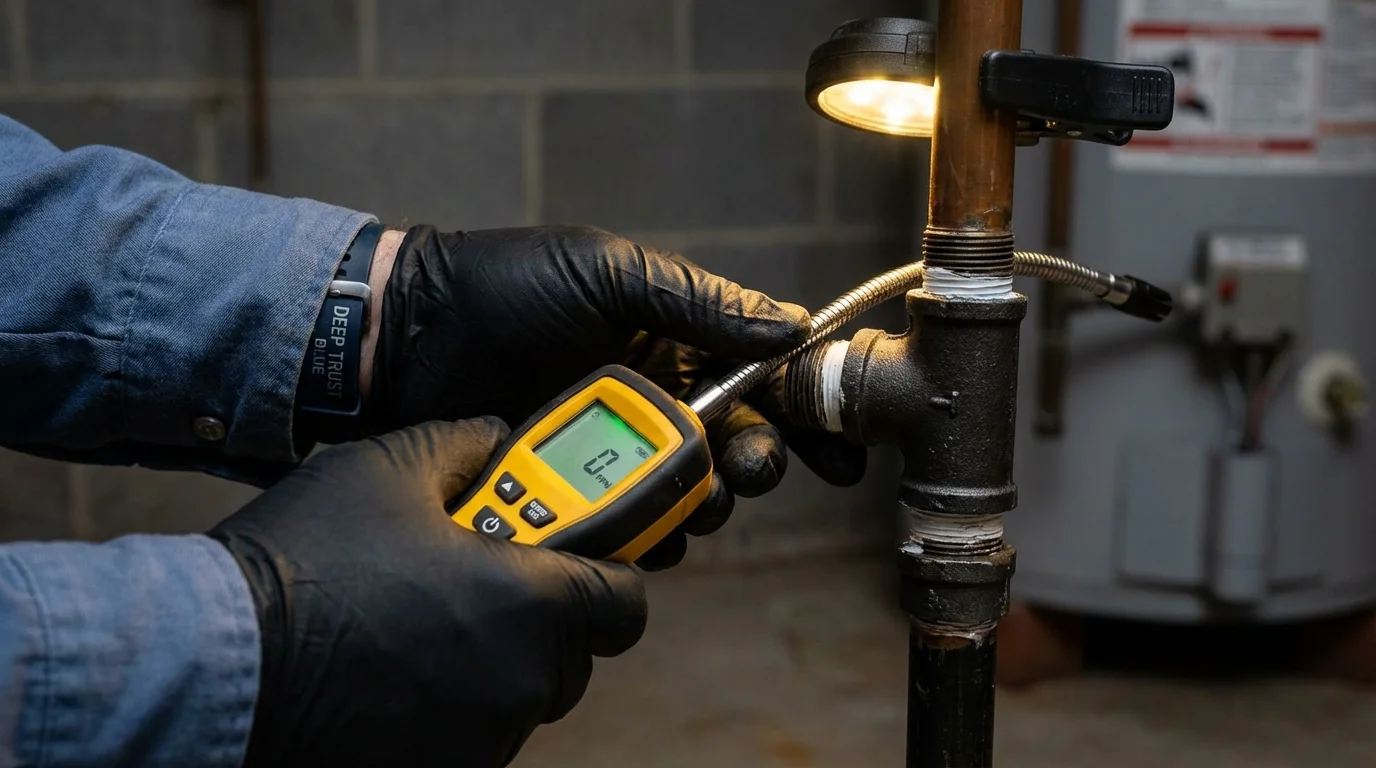 Gas leak detection with electronic sniffer by Johns Plumbing LLC in Fayetteville