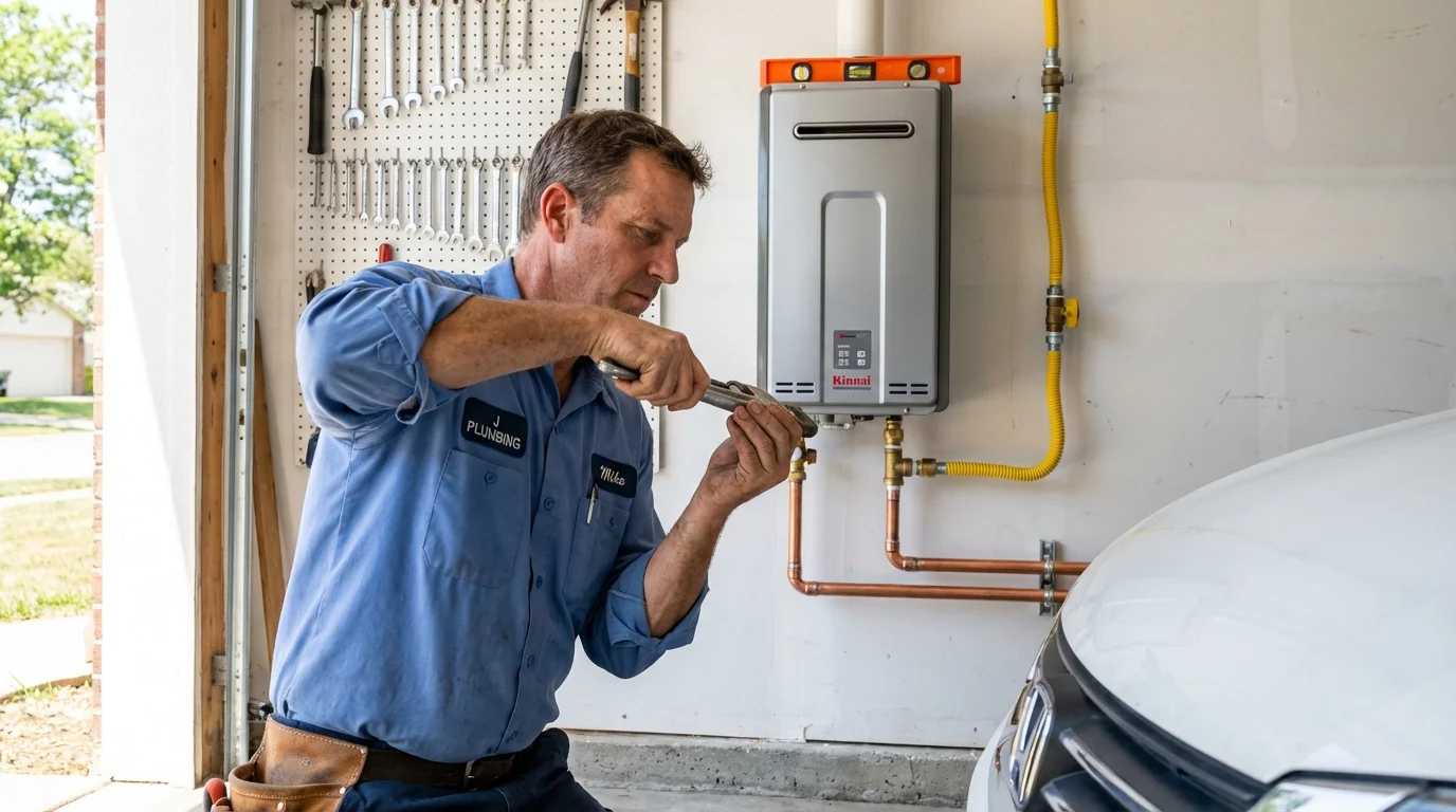 Tankless water heater installation by a Johns Plumbing LLC plumber in Fayetteville